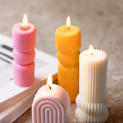 Collage picture - Molded candles in silicone molds