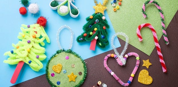 Collage picture - Homemade Christmas decoration made of chenille
