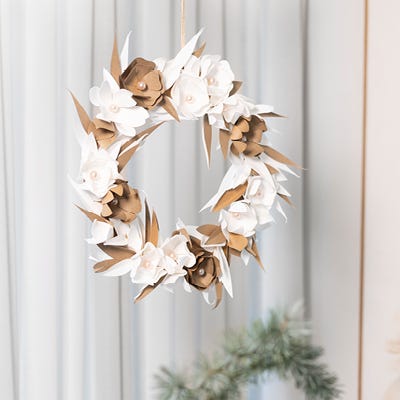 Collage picture - Flower wreath made of paper