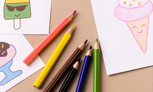 Colored pencils on table