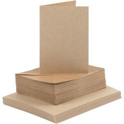 Cards and envelopes, card size 10,5x15 cm, envelope size 11,5x16,5 cm, 120+240 g, natural, 50set/ 1 pack