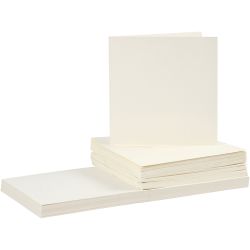 Cards and envelopes, card size 15x15 cm, envelope size 16x16 cm, 110+220 g, off-white, 50set/ 1 pack