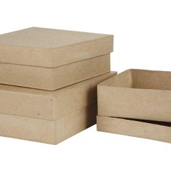 Square Boxes, H: 5+6+7,5 cm, size 16+18+20 cm, 3pc/ 1 set