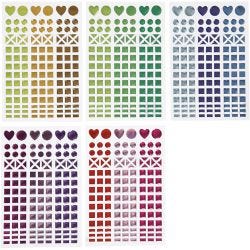Mosaic Stickers, dia. 8-14 mm, sheet 11x16,5 cm, assorted colours, 10 sheet/ 1 pack