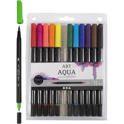 Watercolour marker, line 2+4-8 mm, standard colours, 12pc/ 1 pack