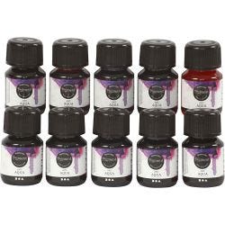Liquid WaterColour, assorted colours, 10x30ml/ 1 pack
