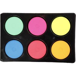 Watercolours, H: 16 mm, dia. 44 mm, neon colours, 1 pack