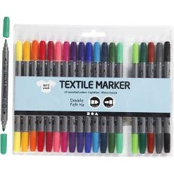 Textile markers, line 2,3+3,6 mm, standard colours, 20pc/ 1 pack