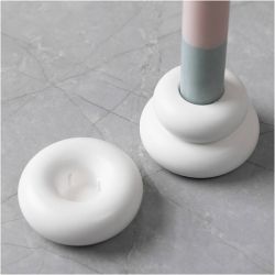 Silicone Mould, Donut-shaped candle holders, H: 2+3,8 cm, dia. 6+6,2 cm, matt transparent, 1 pc/ 1 pack