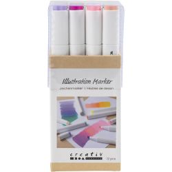 Illustration Marker, line 1+8 mm, pastel colours, 12 pc/ 1 pack
