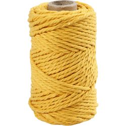 Macramé cord, L: 55 M, dia. 4 mm, yellow, 330 g/ 1 roll