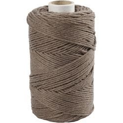 Macramé cord, L: 198 M, dia. 2 mm, light brown, 330g/ 1 roll