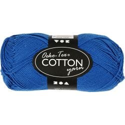 Cotton Yarn, 8/4, L: 170 M, cobalt blue, 50g/ 1 ball