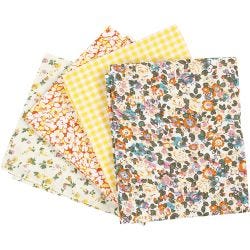 Patchwork Fabric, size 45x55 cm, 100 g, yellow, 4pc/ 1 bundle