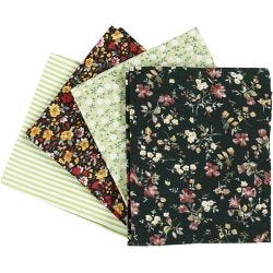 Patchwork Fabric, size 45x55 cm, 100 g, green, 4pc/ 1 bundle