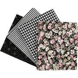Patchwork Fabric, size 45x55 cm, 100 g, black, 4pc/ 1 bundle