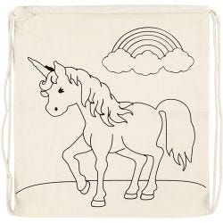 Gym bag, unicorns, size 37x41 cm, 110 g, light natural, 1 pc