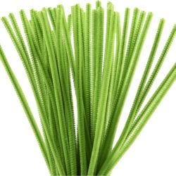 Chenille, L: 30 cm, thickness 6 mm, leaf green, 50 pc/ 1 pack