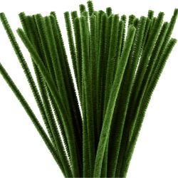 Chenille, L: 30 cm, thickness 6 mm, fir green, 50 pc/ 1 pack
