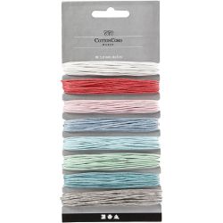 Cotton cord, thickness 1 mm, pastel colours, 8x5 m/ 1 pack