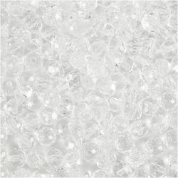Faceted Beads, size 3x4 mm, hole size 0,8 mm, crystal, 100 pc/ 1 pack
