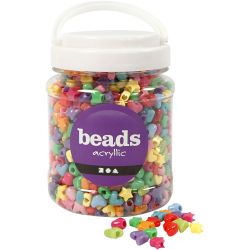Novelty Beads, dia. 10 mm, hole size 3,5 mm, assorted colours, 400 g, 700ml/ 1 tub