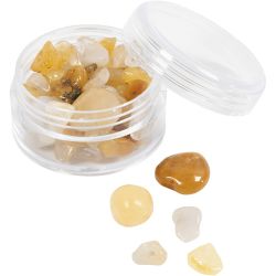 Crystal beads, Honey calcite, dia. 7-12 mm, hole size 1 mm, light yellow, 63 pc/ 1 pack
