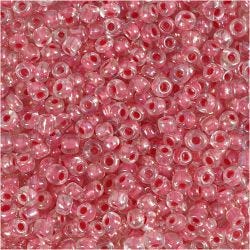 Rocaille Seed Beads, 3 mm, 8/0, 0,6-1,0 mm, pink centre, 25g/ 1 pack