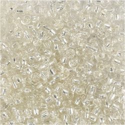 Rocaille Seed Beads, dia. 3 mm, size 8/0, hole size 0,6-1,0 mm, silver, 25g/ 1 pack