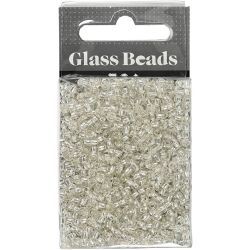 Seed Beads, dia. 3 mm, size 8/0, hole size 0,6-1,0 mm, silver, 25 g/ 1 pack