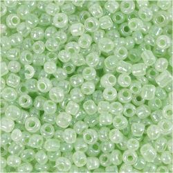 Rocaille Seed Beads, 3 mm, 8/0, 0,6-1,0 mm, soft green, 25g/ 1 pack