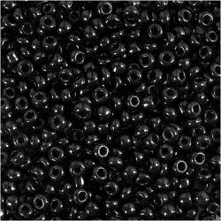 Rocaille Seed Beads, dia. 3 mm, size 8/0, hole size 0,6-1,0 mm, black, 25g/ 1 pack