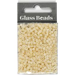 Seed Beads, dia. 3 mm, size 8/0, hole size 0,6-1,0 mm, ivory, 25 g/ 1 pack