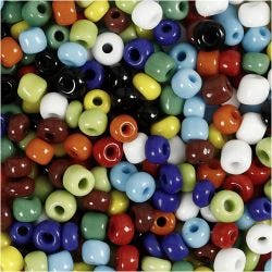 Rocaille Seed Beads, 4 mm, 6/0, 0,9-1,2 mm, assorted colours, 130g/ 1 pack