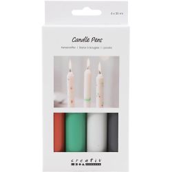 Candle pens, black, green, light grey, red, 4x30ml/ 1 pack