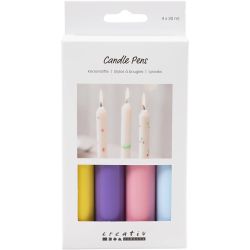 Candle pens, light blue, light pink, purple, yellow, 4x30ml/ 1 pack