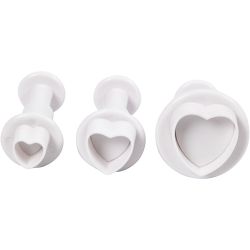 Embossing Cookie Cutters, heart, 2+2,3+3 cm, white, 3pc/ 1 pack