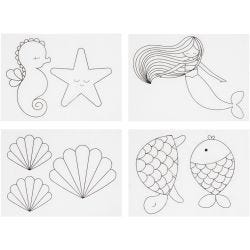 Shrink plastic sheets with motifs, mermaid, sheet 10,5x14,5 cm, thickness 0,3 mm, matt transparent, 4 sheet/ 1 pack