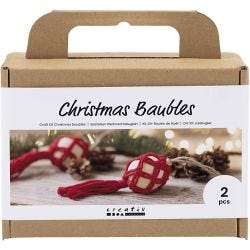 Craft Kit Christmas Baubles, Macramé, christmas red, 1 pack