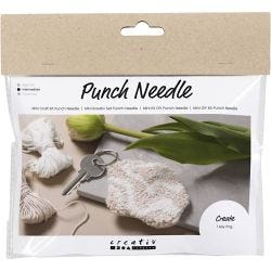 Mini Craft Kit Punch Needle , Key Ring, beige, 1 pack
