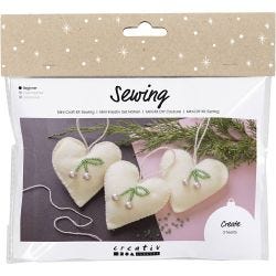 Mini Craft Kit Sewing, Hearts, off white, 1 pack
