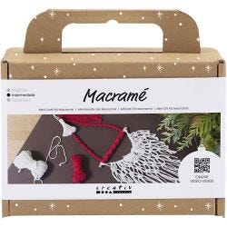Mini Craft Kit Macramé, Santa Claus, christmas red, off-white, 1 pack