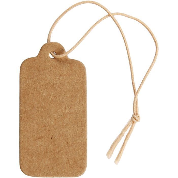 Gift Tags, size 15x30 mm, light brown, 100 pc/ 1 pack