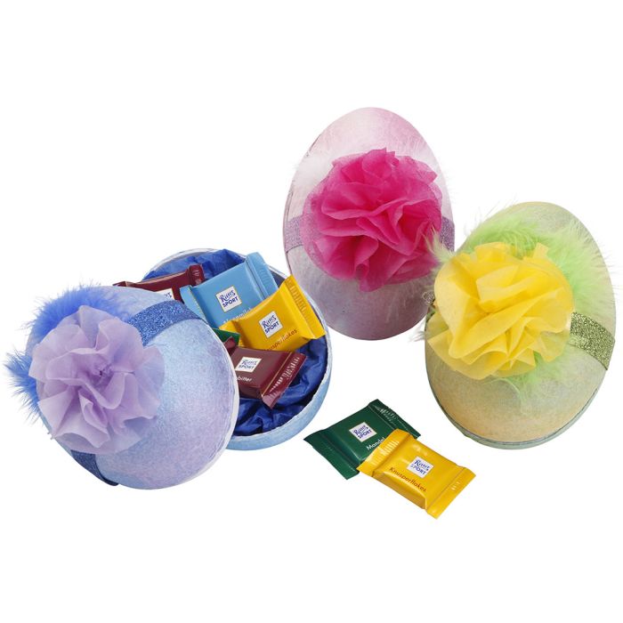 Cardboard egg decorated with beautiful mother-of-pearl effect paint