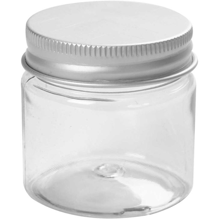 Plastic Jar with Lid, H: 45 mm, dia. 44 mm, 50 ml, 10 pc/ 1 pack