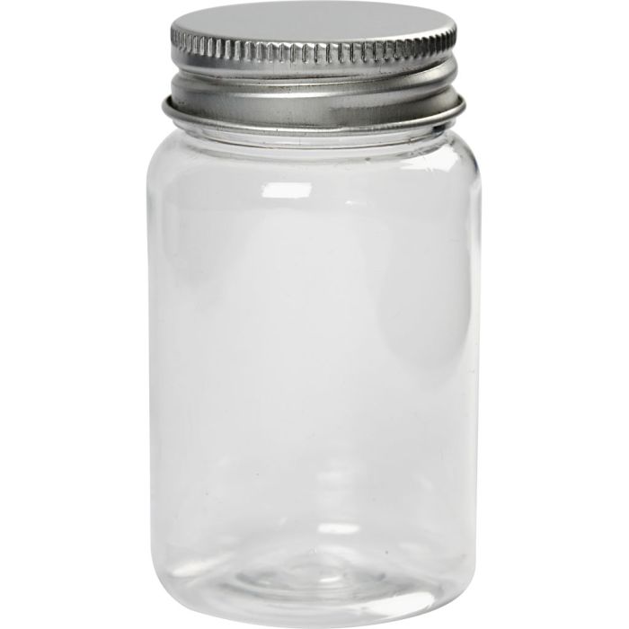 Plastic Jar with Lid, H: 77 mm, dia. 45 mm, 100 ml, 10 pc/ 1 pack