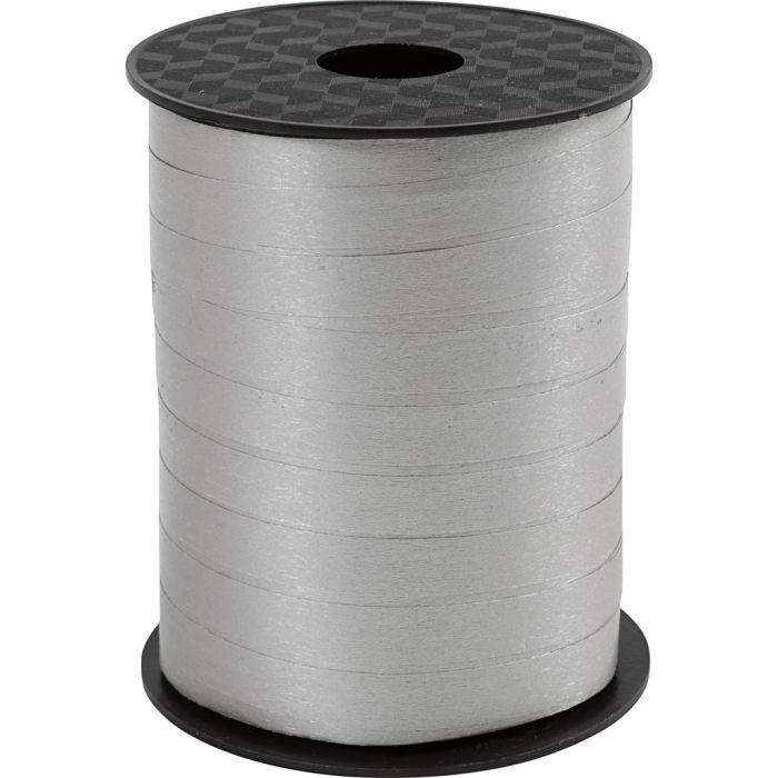 Curling Ribbon, W: 10 mm, matt, silver, 250 m/ 1 roll