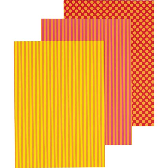 Glazed Paper, stripes, dots, sheet 25x35 cm, 80 g, orange, red, 25 sheet/ 1 pack