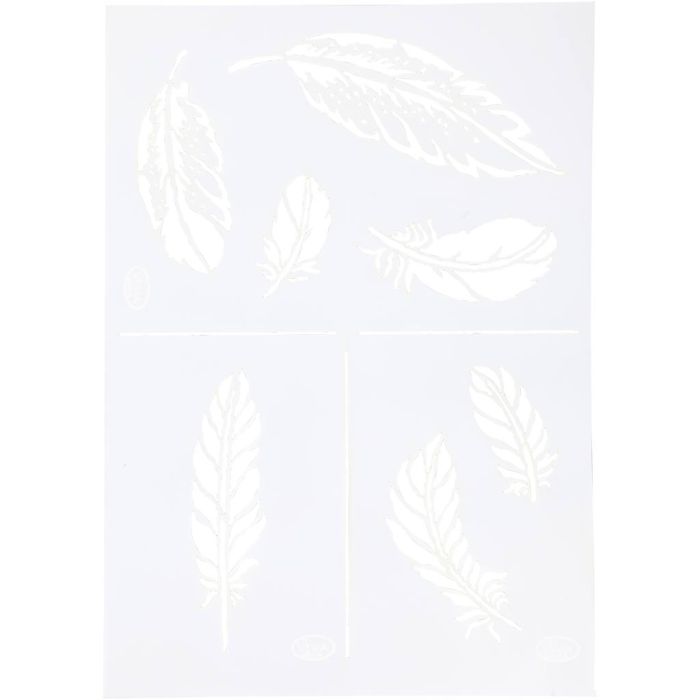 Stencil , feathers, A4, sheet 210x297 mm, 1 pc
