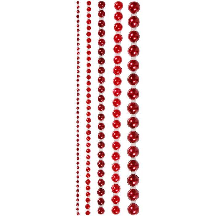 Half Pearls, size 2-8 mm, red, 140 pc/ 1 pack